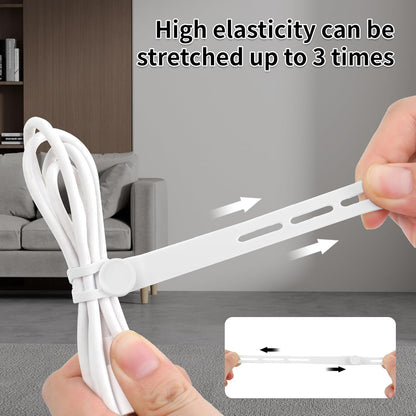 Oligei 25 Pcs Silicone Cable Ties, Cable Ties Reusable, High Elasticity Cord Wraps for Electrical Cords, Cord Organizer for Earphone, Phone Charger(Black)