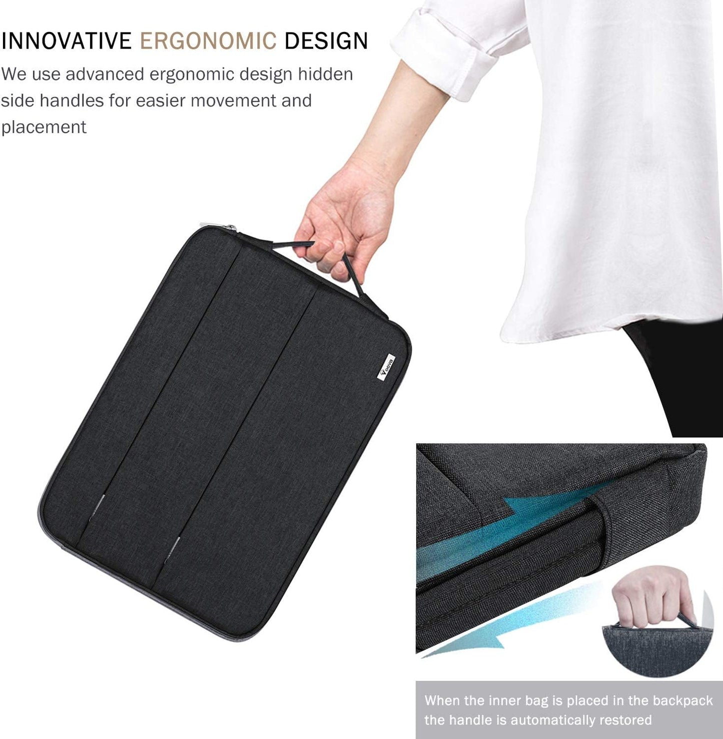 Voova 15.6 16 Inch Laptop Sleeve Case Compatible with MacBook Pro 16 M1/M2/M3/M4 Max 2019-2025, 15.6-16” Hp Lenovo Acer Asus, Waterproof Slim Computer Bag Cover with Handle, Grey