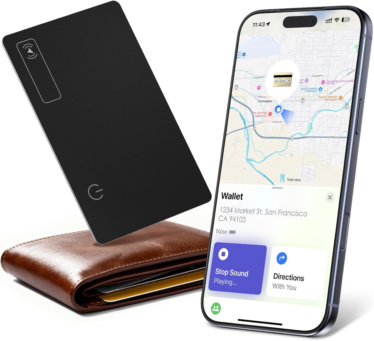 Wallet Tracker Card (Compatible for iOS only), 0.07in Slim Tracking Card, IP68 Waterproof Bluetooth Tracker Compatible with Apple Find My, Wireless Charging Item Locator for Purse, Passports