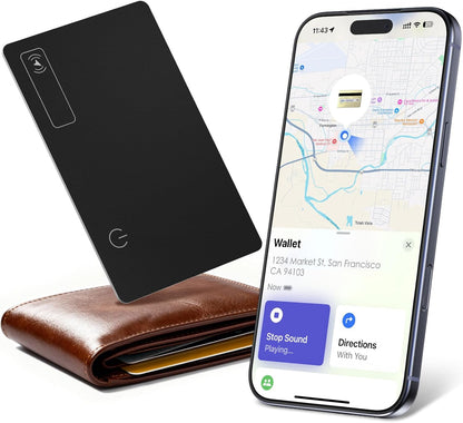 Wallet Tracker Card (Compatible for iOS only), 0.07in Slim Tracking Card, IP68 Waterproof Bluetooth Tracker Compatible with Apple Find My, Wireless Charging Item Locator for Purse, Passports