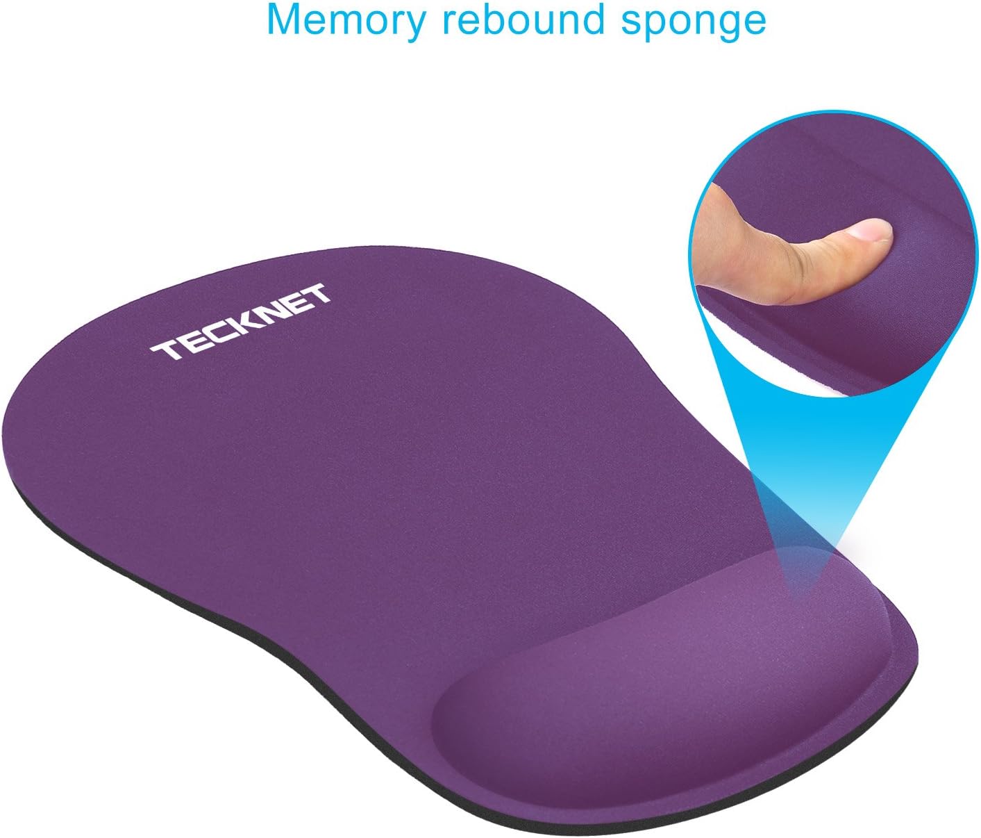 TECKNET Ergonomic Mouse Pad with Wrist Rest, Soft Mousepad with Massage Design, Memory Foam and Non-Slip PU Base for Pain Relief, Gaming Mouse Pad for Desk, Home, Office, 12x8 Inches, Black