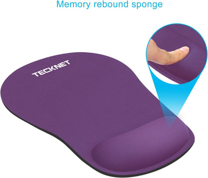 TECKNET Ergonomic Mouse Pad with Wrist Rest, Soft Mousepad with Massage Design, Memory Foam and Non-Slip PU Base for Pain Relief, Gaming Mouse Pad for Desk, Home, Office, 12x8 Inches, Black