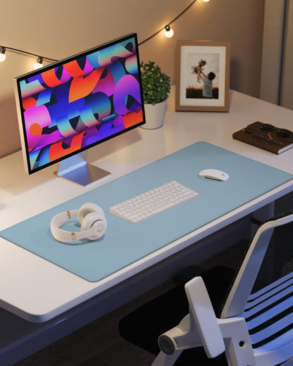 AFIING Desk Pad Protector 23.6" x 13.7" - Non-Slip Waterproof PU Leather Desk Mat for Mouse, Keyboard, Laptop, Office and Home Workspace (Beige)
