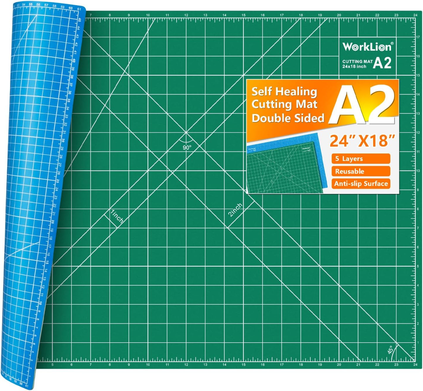 Worklion Self Healing Cutting Mat for Craft-Thickened 18inch x 12inch fabric sewing mat for quilting,rotary cutting, nonslip