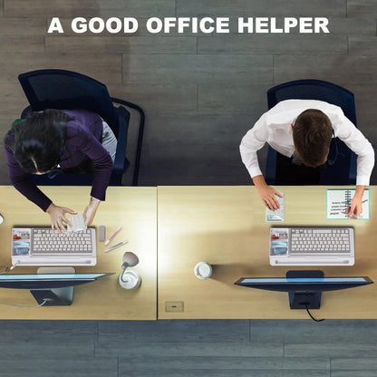 TSJ OFFICE Small Desktop Whiteboard -Glass Dry Erase Board Computer Keyboard Stand White Board Surface Pad with Drawer, Desk Organizers with Accessories for Office, Home, School Supplies - White