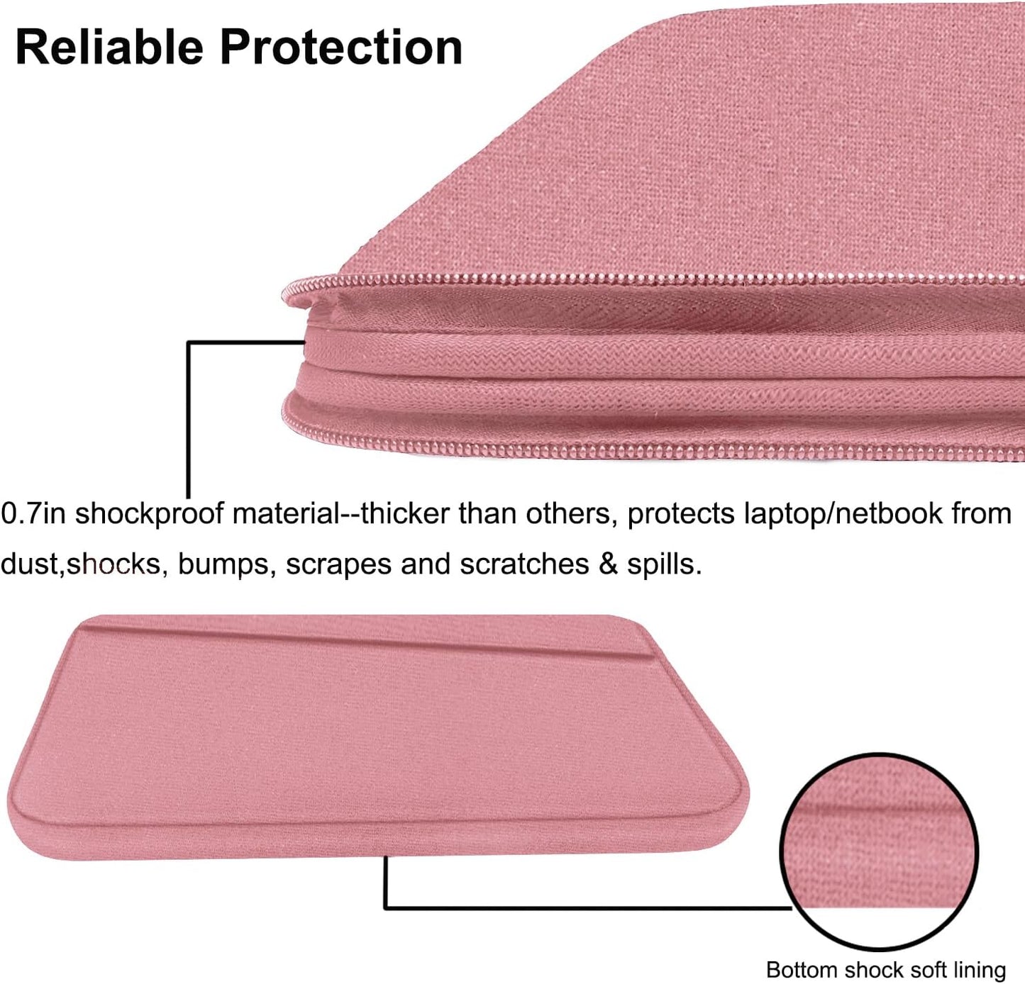 Laptop Sleeve 15.6 inch, Durable Computer Carrying Bag Protective Case Briefcase Handbag with Front Pocket, Slim Laptop Cover for 15-16 Inch HP, Dell, Lenovo, Asus, Notebook, Black