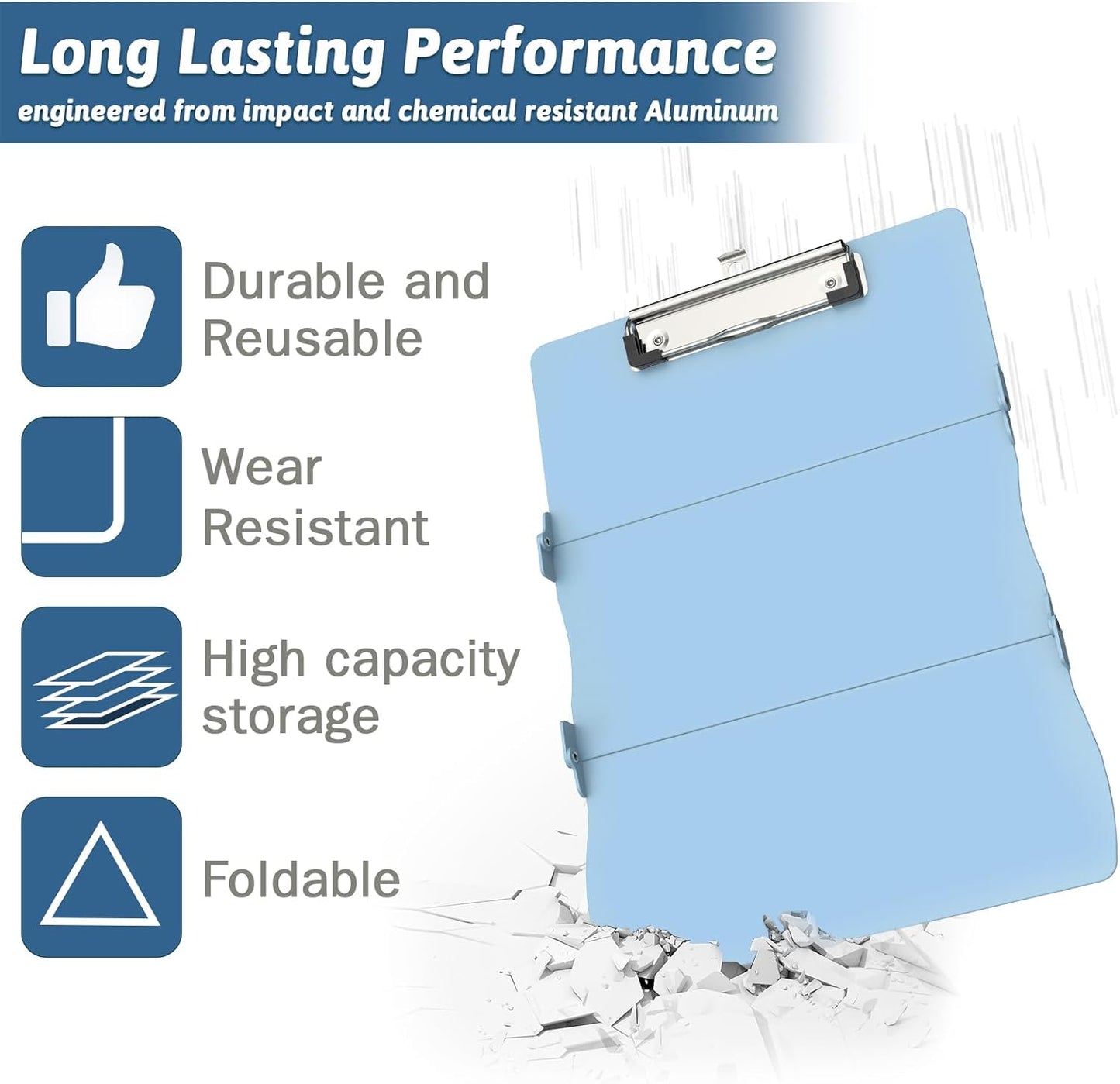 Clipboard Foldable Without Edition Cheat Sheets Aluminum 3 Layers Foldable Clipboards Pocket Size Profile Clip Clipboards Notepad for Students, Nurses,Contractor Trucker Driver