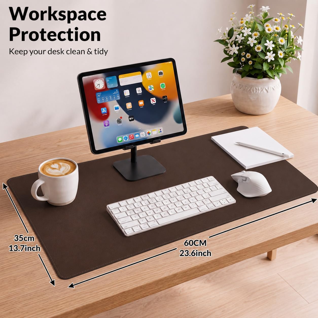 AFIING Large Desk Mat 47" x 17", Dual-Sided Natural Cork & PU Leather Desk Pad, Non-Slip Waterproof Mouse Pad for Office, Home & Gaming, Black