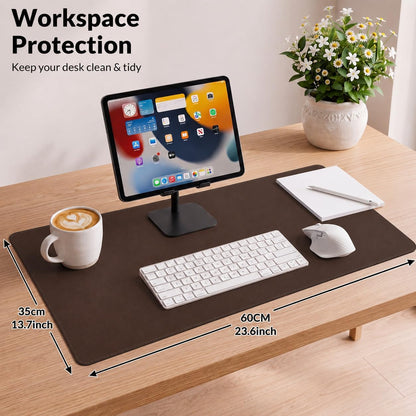 AFIING Large Desk Mat 47" x 17", Dual-Sided Natural Cork & PU Leather Desk Pad, Non-Slip Waterproof Mouse Pad for Office, Home & Gaming, Black