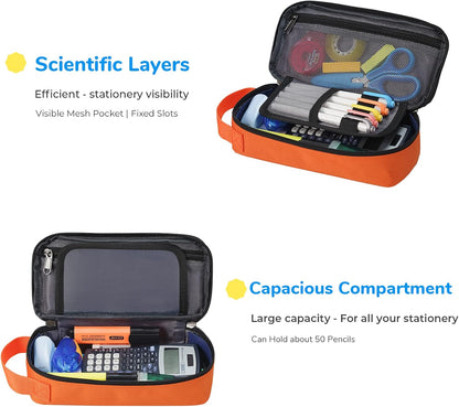 ECHSRT Large Pencil Case, Aesthetic Pen Pouch with Big Capacity, Minimalist Portable Stationery Bag with Handle for Office Organizer Aesthetic Pencil Cases