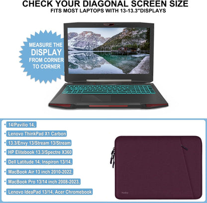 Laptop Sleeve Case 13.3 inch, Shockproof Protective Computer Cover with Accessories Pocket, Portable Laptop Bag Compatible with MacBook Air/Pro 13-13.3 inch, Compatible for MacBook Pro 14 inch, Black | Shockproof