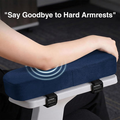Smiry Ergonomic Office Chair Armrest Pads, Memory Foam Arm Rest Covers, Non-Slip Armrest Cushion with Adjustable Buckles and Straps, Elbow Relief for Desk, Gaming & Wheelchair (Black, Set of 2)