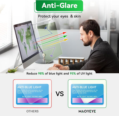 [2 Pack] Magnetic Hanging 24 Inch Computer Anti Blue Light Screen Protector for 16:9 Aspect Ratio Widescreen Monitor, Eye Protection Anti-Glare Light LED PC Screen Protector, Removable 24 in Protective Film