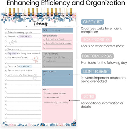 To Do List Notepad - To Do List Notebook for Work with 52 Sheets, Undated Daily Planner Perfect for Enhanced Productivity and Goal Achievement - Green