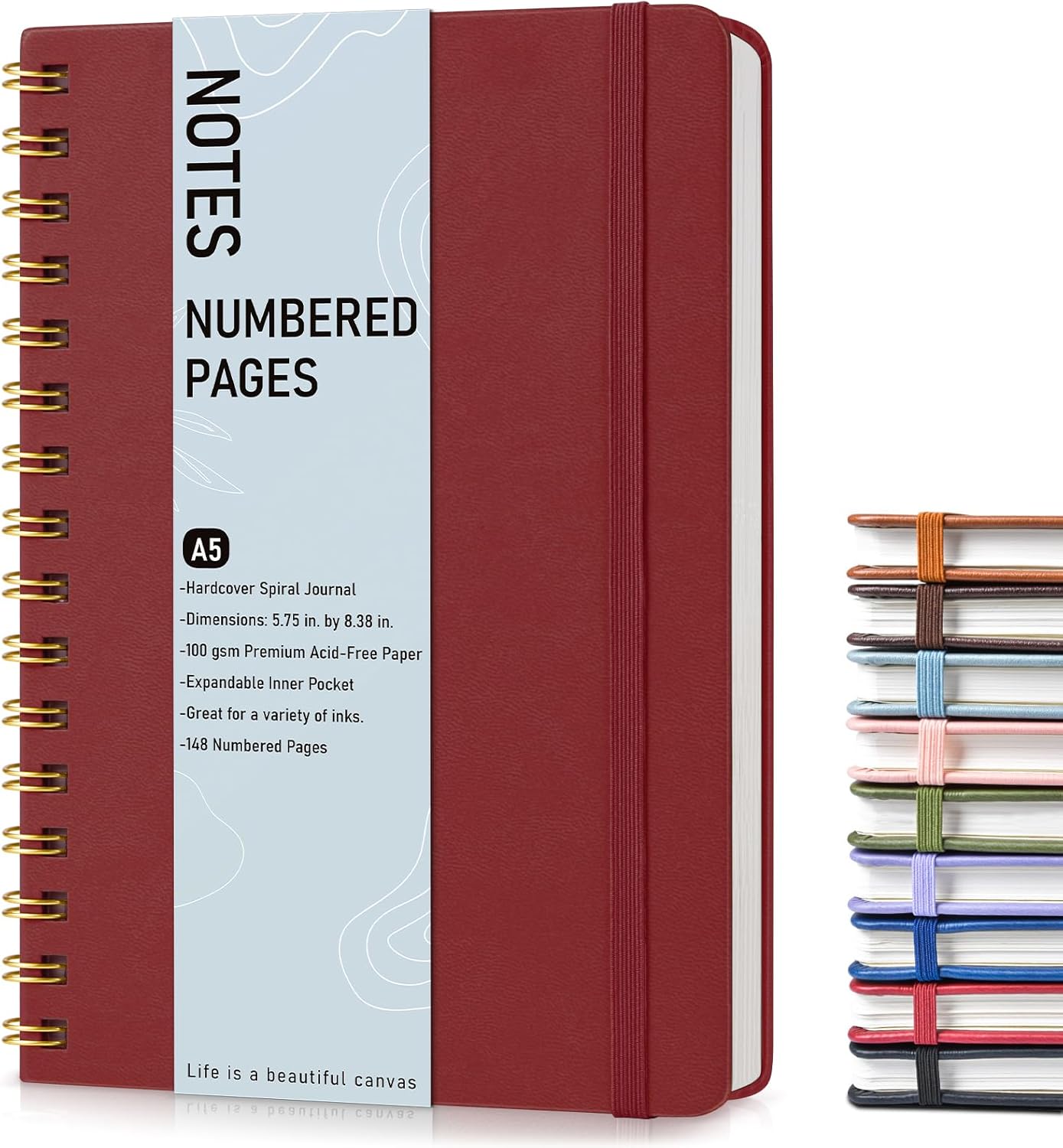 Graph Spiral Journal Notebook, A5 Hardcover Spiral Journals for Women Men, 100 GSM Graph Paper Notebooks, 150 Pages Spiral Bound Grid Notebook for Writing Note Taking Work 5.75" x 8.38" Olive Green