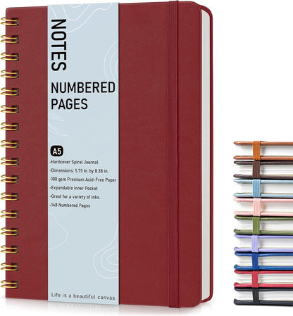 Graph Spiral Journal Notebook, A5 Hardcover Spiral Journals for Women Men, 100 GSM Graph Paper Notebooks, 150 Pages Spiral Bound Grid Notebook for Writing Note Taking Work 5.75" x 8.38" Olive Green