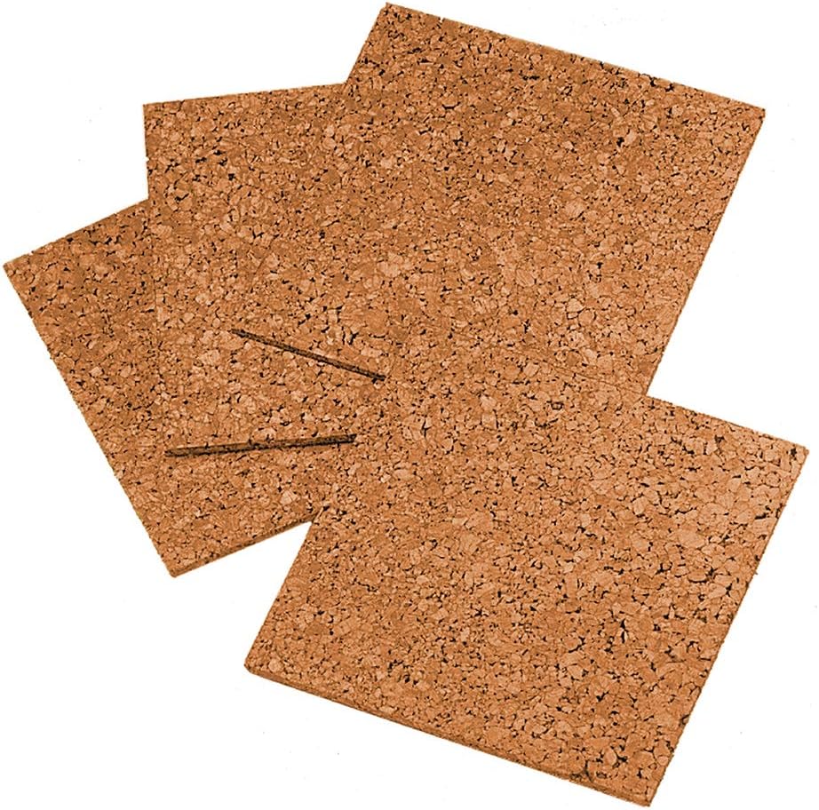 Quartet Cork Tiles, Bulletin Board Cork Panels 12" x 12" x 3/16", Natural, 4 Pack (102)