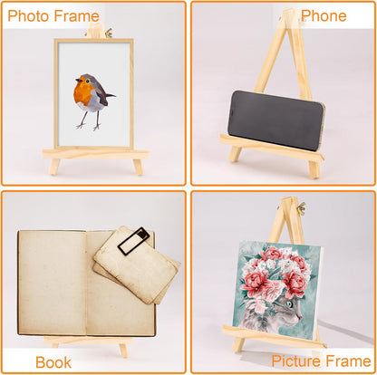 ESRICH 4 PCS 9 Inch Wood Easels, Easel Stand for Painting Canvases, Art and Crafts, Tripod, Painting Party Easel, Kids Student Tabletop Easels for Painting, Portable Canvas Photo Picture Sign Holder