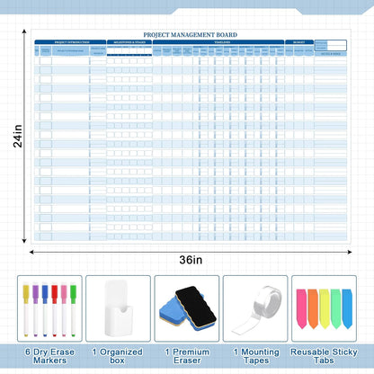 Lincia Large Magnetic Project Planning Management Vision Board 24 x 36 Reusable Office Whiteboard Make Ready Board Property Management Wall Project Planner for Managers Entrepreneurs