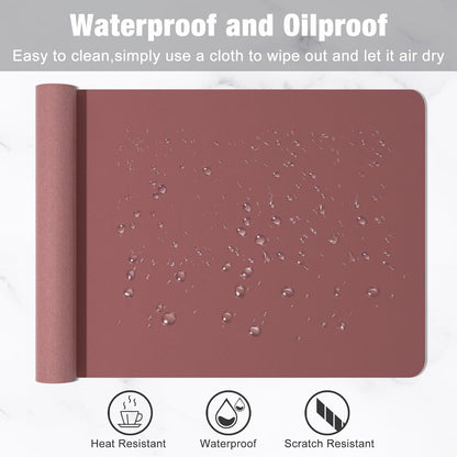 Hsurbtra Desk Pad, 23.6" x 13.8" PU Leather Desk Mat, M Extended Mouse Pad, Waterproof Desktop Blotter Protector, Non-Slip Ultra Thin Small Laptop Keyboard Writing Mat for Office Home, Pink