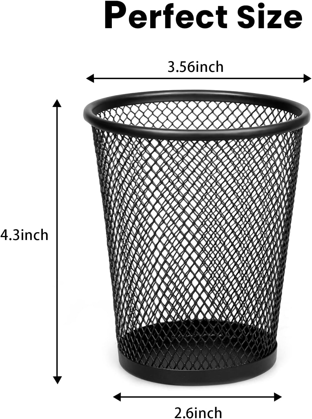 QYH Mesh Pen Cup Metal Pencil Holder for Desk 6 Packs Black Pen Organizer Office 3.54x3.93 Inch
