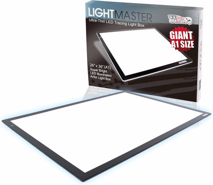 U.S. Art Supply Lightmaster USB Powered 18.75" Diagonal Pro Artist Size (A4) 9"x12" LED Lightbox Board - 5-Volt Light Bright Thin 3/8" Profile LED Light Box Pad with 110V AC Power Adapter, USB Adapter