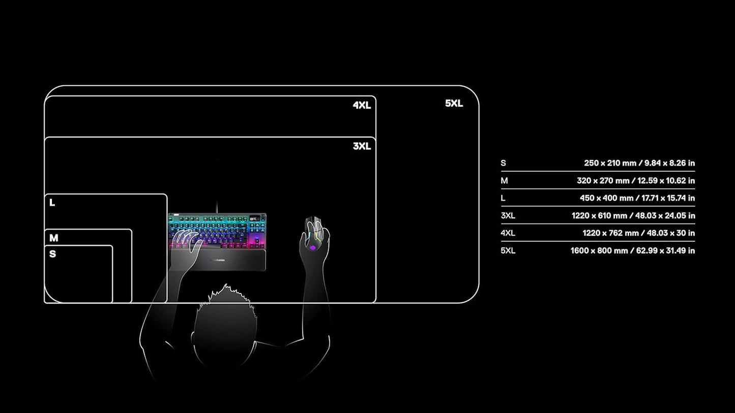 SteelSeries QcK Gaming Mouse Pad - XXL Cloth - Peak Tracking and Stability - Esports Mousepad - Never-Slip - Full Desk Coverage