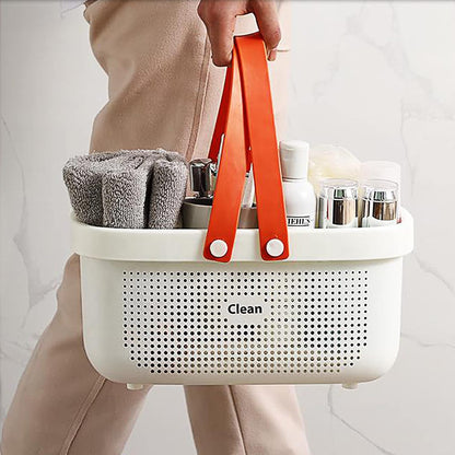 JiatuA Plastic Storage Basket with Handle Portable Shower Caddy Tote Organizer Basket Bin for Bathroom Kitchen Dorm Room Bedroom, Green