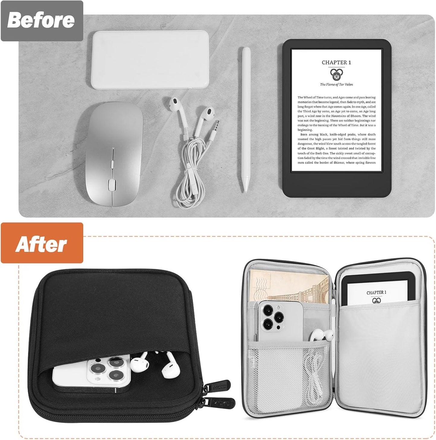 MoKo 9-11 Inch Tablet Sleeve Case, Fits New 11inch iPad Air M4/Pro M5, iPad A16 11", i-Pad 10/9/8/7th/Air 5/4th 10.9"/10.2", Tab S9/S8 11", Protective Bag Carrying Case with Pocket, Dark Gray