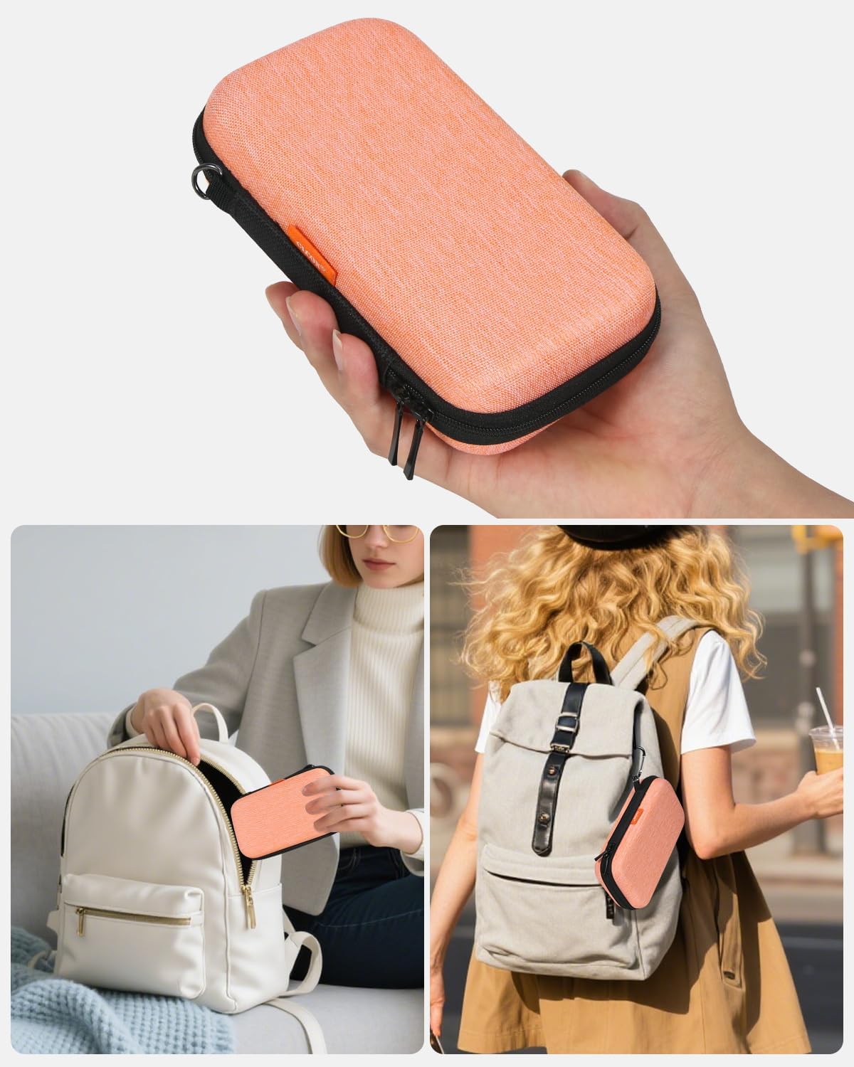 Portable Protection Hard EVA Case for External Battery, Cell Phone, GPS, Hard Drive, USB/Charging Cable, Small Carrying Bag Mesh Inner Pocket, Zipper Enclosure, Universal Travel Pouch Bag