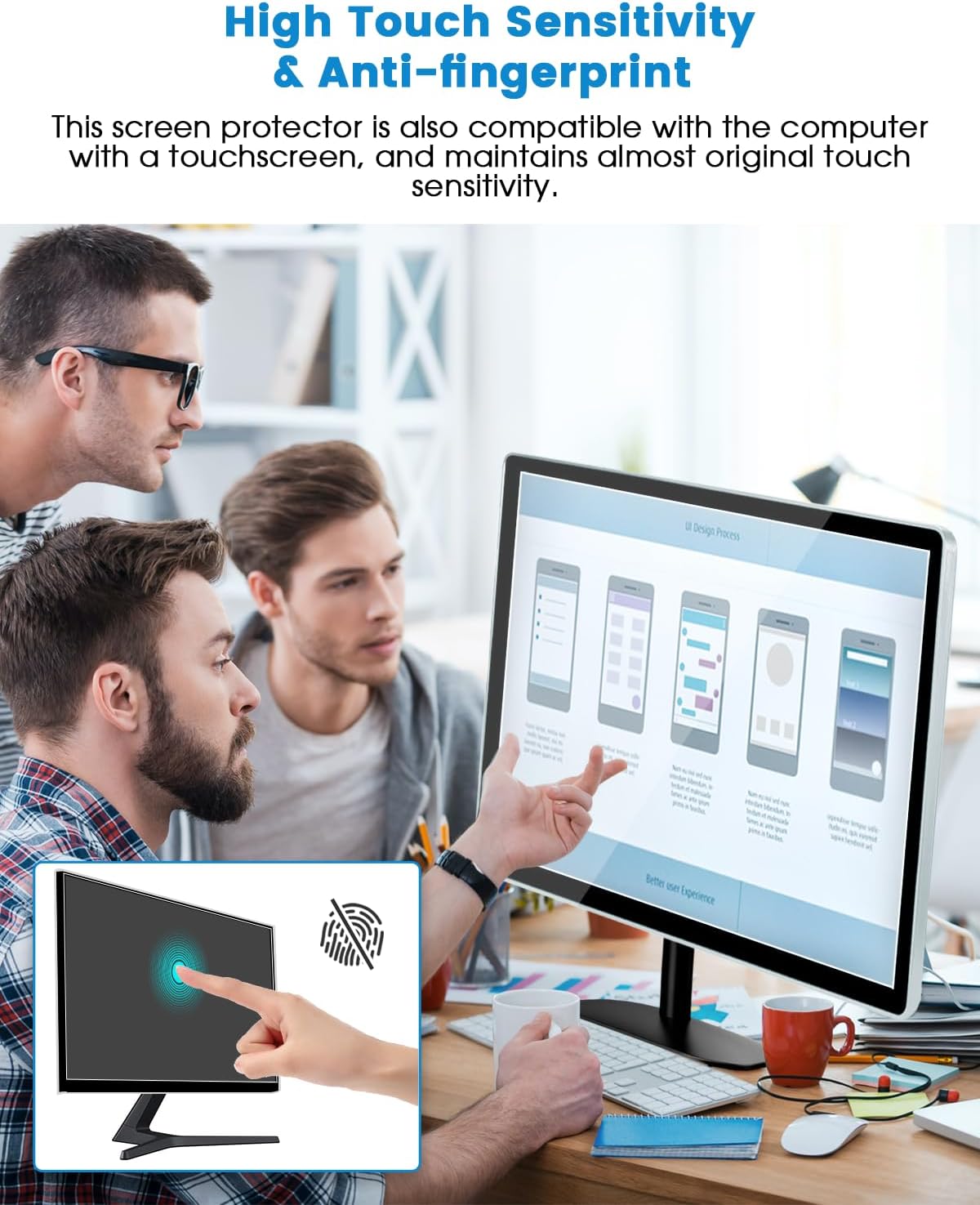 F FORITO 2-Pack 24 inch 16:9 Matte Anti Glare Computer Screen Cover, Anti Glare Eye Protection Film Compatible with All 24" Widescreen Monitors with 16:9 Aspect Ratio (20.9"W x 11.8"H) Not for 16:10