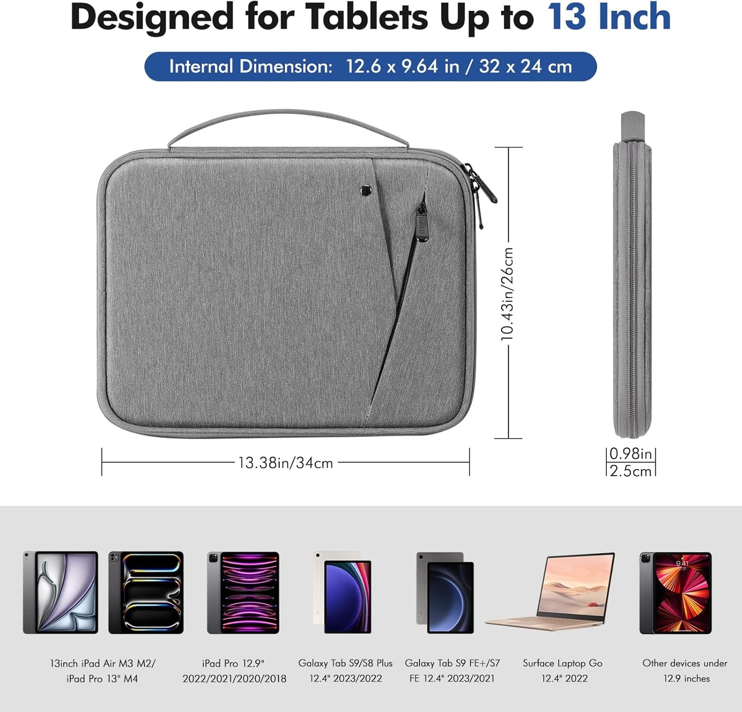 MoKo 9-11 Inch Tablet Sleeve Carrying Case with Handle, Padded Protective Travel Bag for New 11-inch iPad Air 4 2026/Pro M5/ A16, iPad 10th/Air 5/4th 10.9, i-Pad 9/8th 10.2,Tab S9/S8 11, Black