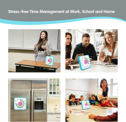 Visual Timer 7.5 inch; 60 Minute 1 Hour Countdown Timer for Kids Classroom Teaching Tool Home Office Meeting, Mechanical Countdown Clock for Exam Time Management Magnetic, Sky Blue with Colorful Disc