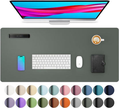 Aothia Non-Slip Waterproof PU Leather Desk Pad Protector for Mouse, Writing Desk, Office, Home, Laptop Blotter, 23.6" x 13.7", Black - Colors A