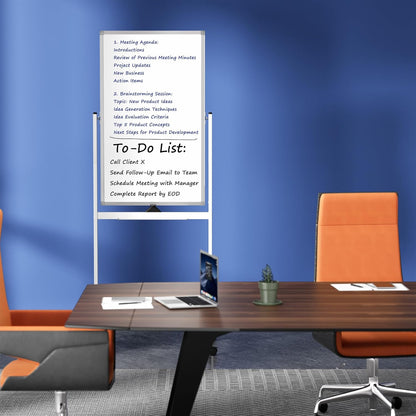Large Whiteboard Easel with Stand, 36" x 24" Portable Standing Magnetic Dry Erase White Board, 3' x 2' Tripod Height Adjustable Flip Chart Easel for Home Office Classroom School, Silver