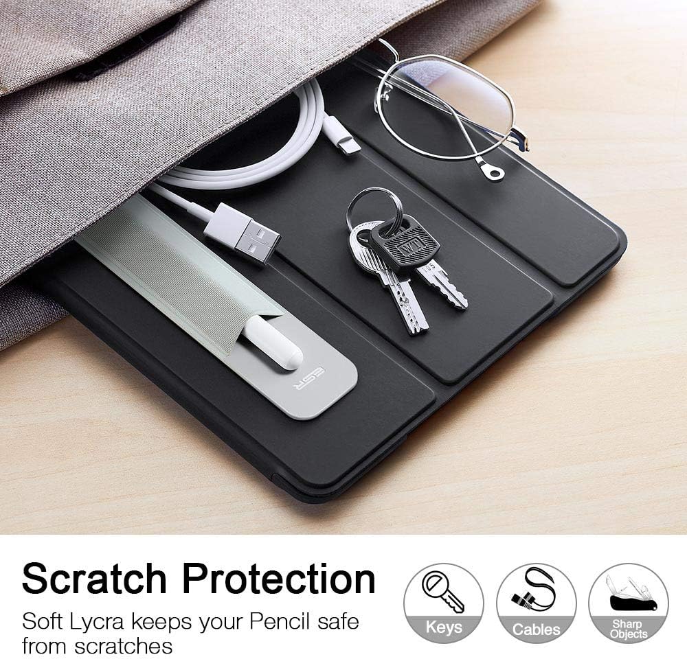 ESR Pencil Case Holder Compatible with The Pencil (Pro and 1st and 2nd Gen), Elastic Pocket for Stylus Pen [Pencil Protected and Safe] Pouch Adhesive Sleeve Attached to Case for Pencil, Black
