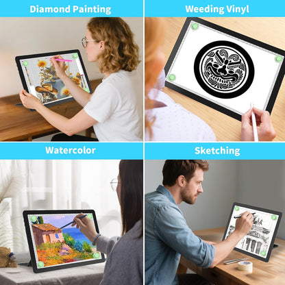 Phylosal Rechargeable A4 LED Light Pad with Built-in Stand, Magnetic Tracing Light Box for Drawing, Diamond Art Light Board with Side Button, Super Bright Light Table for Diamond Painting, Sketching