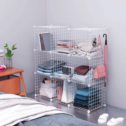C&AHOME Wire Cube Storage, 6 - Cube Organizer Metal C Grids, Modular Shelves Units, Storage Bins Shelving, Closet Organizer, Ideal for Home, Office, Living Room, 36.6”L x 12.4”W x 36.6”H Black