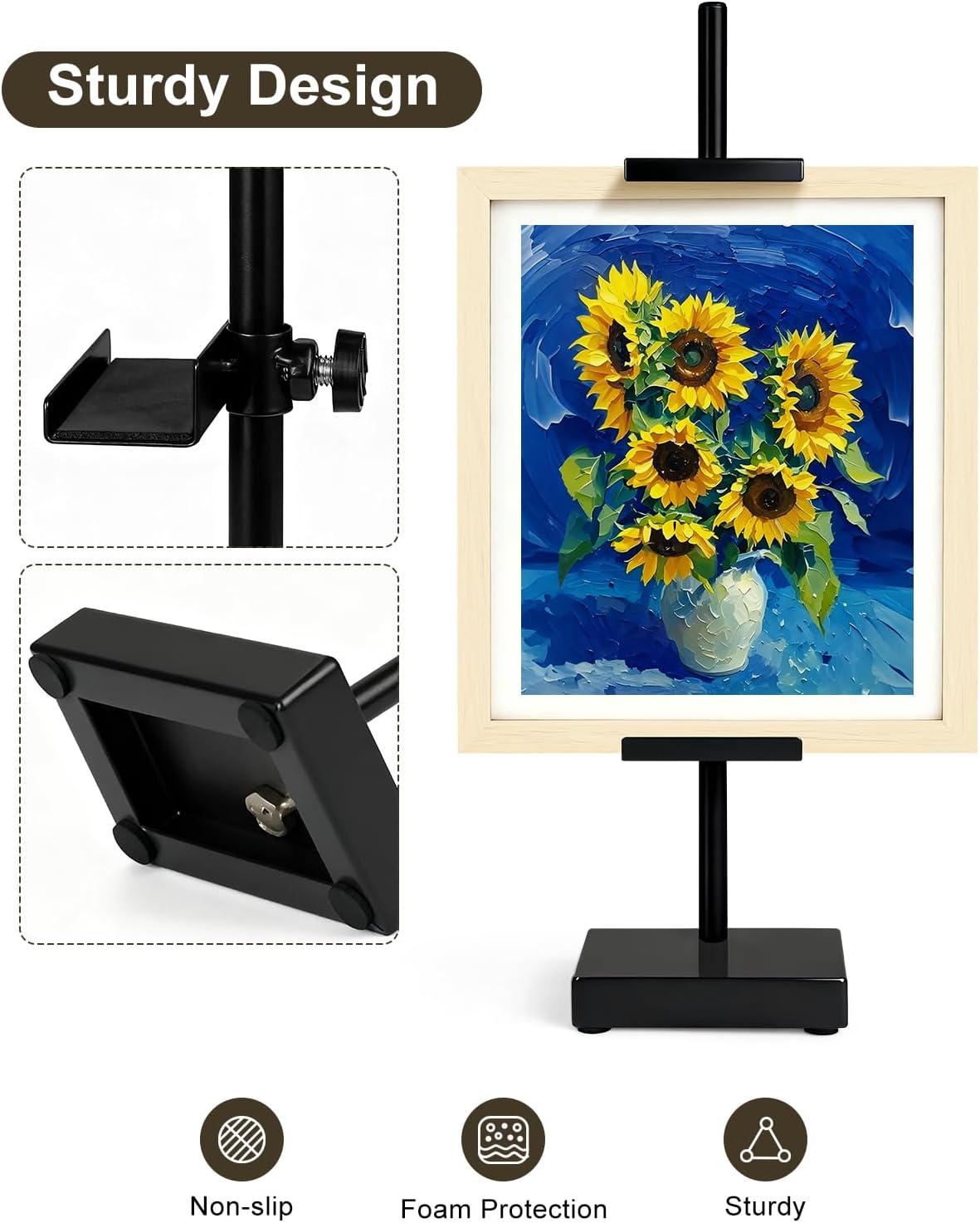 Adjustable Tabletop Easel Stand, Picture Easels for Display Up to 17" H, Gold Metal Picture Frame Holder Stand Table for Art, Photo (1 Pack)