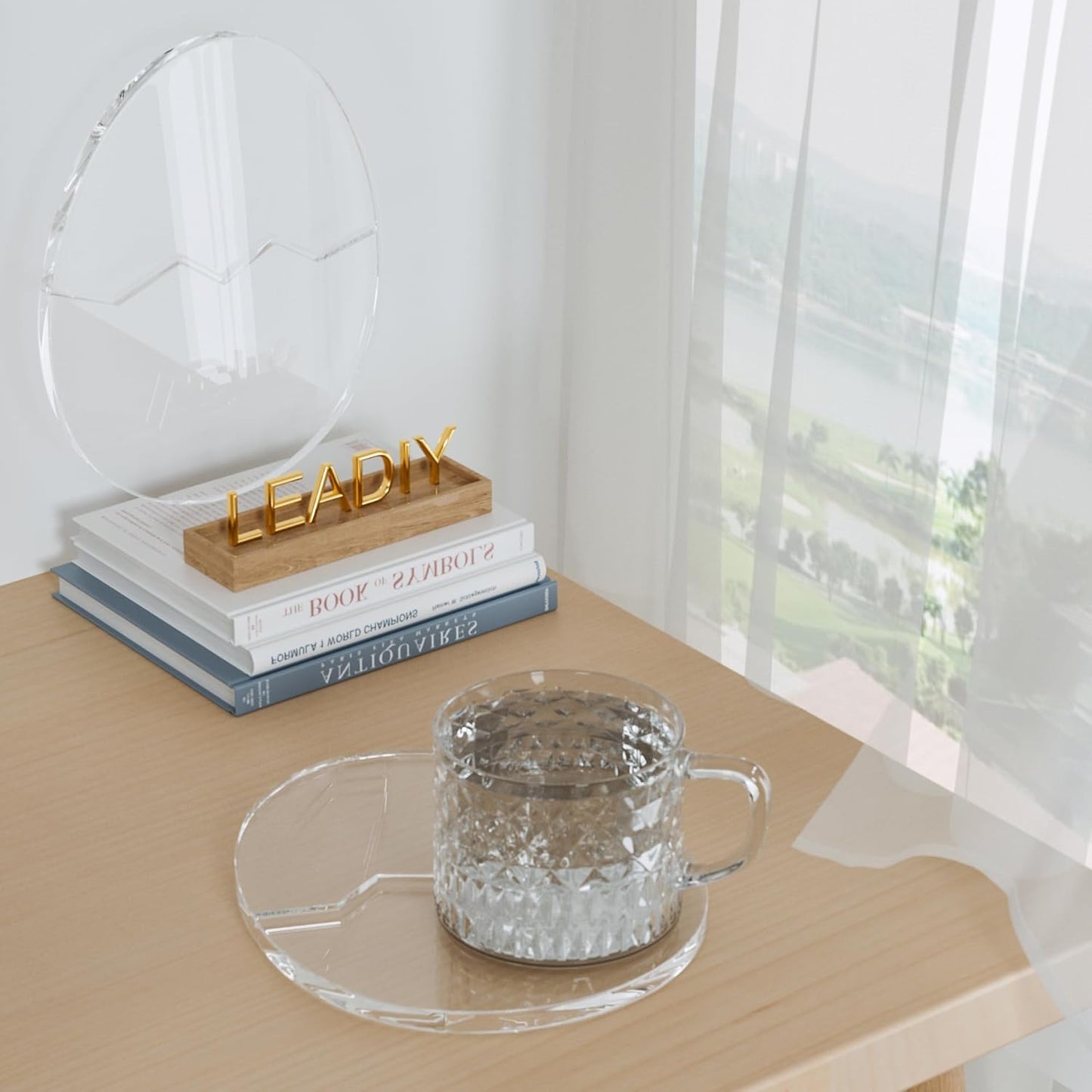 Acrylic Coaster Decorative Plates, Irregular Bar Drink Coaster, Clear Cloud Shape Coffee Cup Coaster, Perfect for Tabletop Protection and Accessories Display.(Gold)