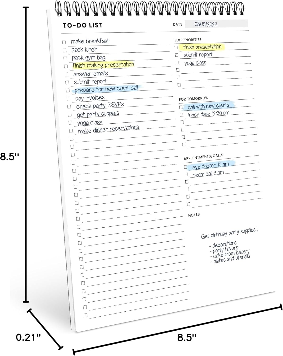 To Do List Notepad: With Multiple Functional Sections - Large Size 8.5x11" 52 Sheets - Tear Off Daily Planner Notebook - Task CheckList Organizer Agenda Pad for Work - Note, Plans, Goals, Grocery, and