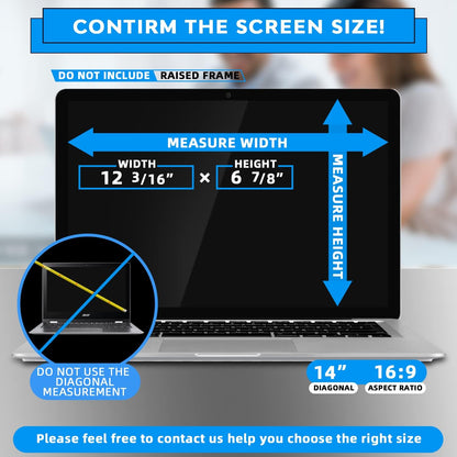 PYS Laptop Privacy Screen 14 Inch 16:10 for Lenovo HP Dell - Removable Laptop Computer Screen Privacy Shield - Anti Glare & Blue Light Laptop Screen Filters for Eye Protection