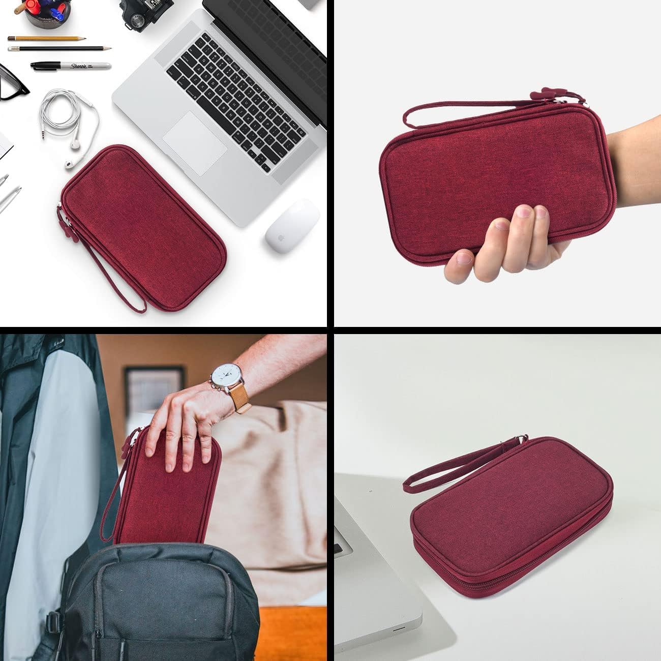 CAOODKDK Electronics Accessories Organizer Pouch Bag, Travel Universal Organizer for Cable, Charger, Phone, SD Card, Business Travel Gadget Bag