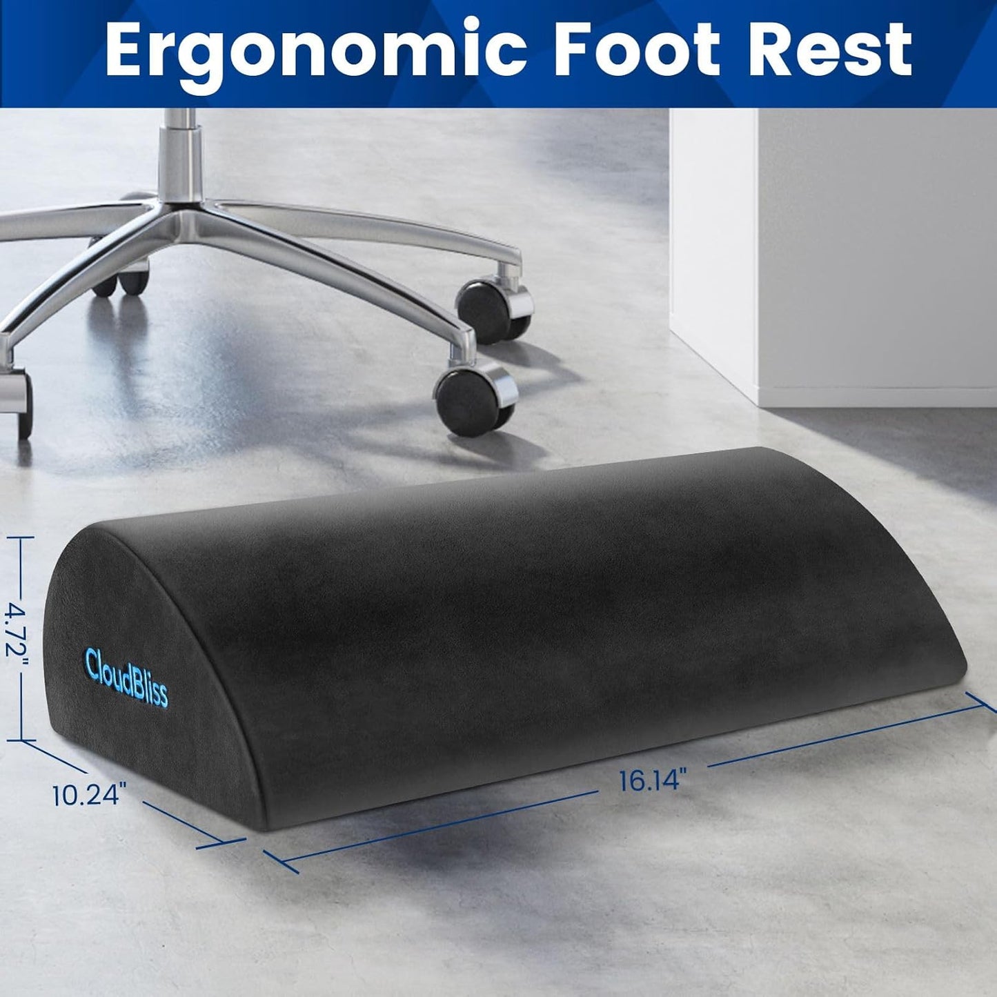Foot Rest for Under Desk at Work,Office Desk Accessories with Soft Foam and Washable Removable Cover, Foot Stool for Office, Car, Home to Foot Support and Relax Ankles, Black