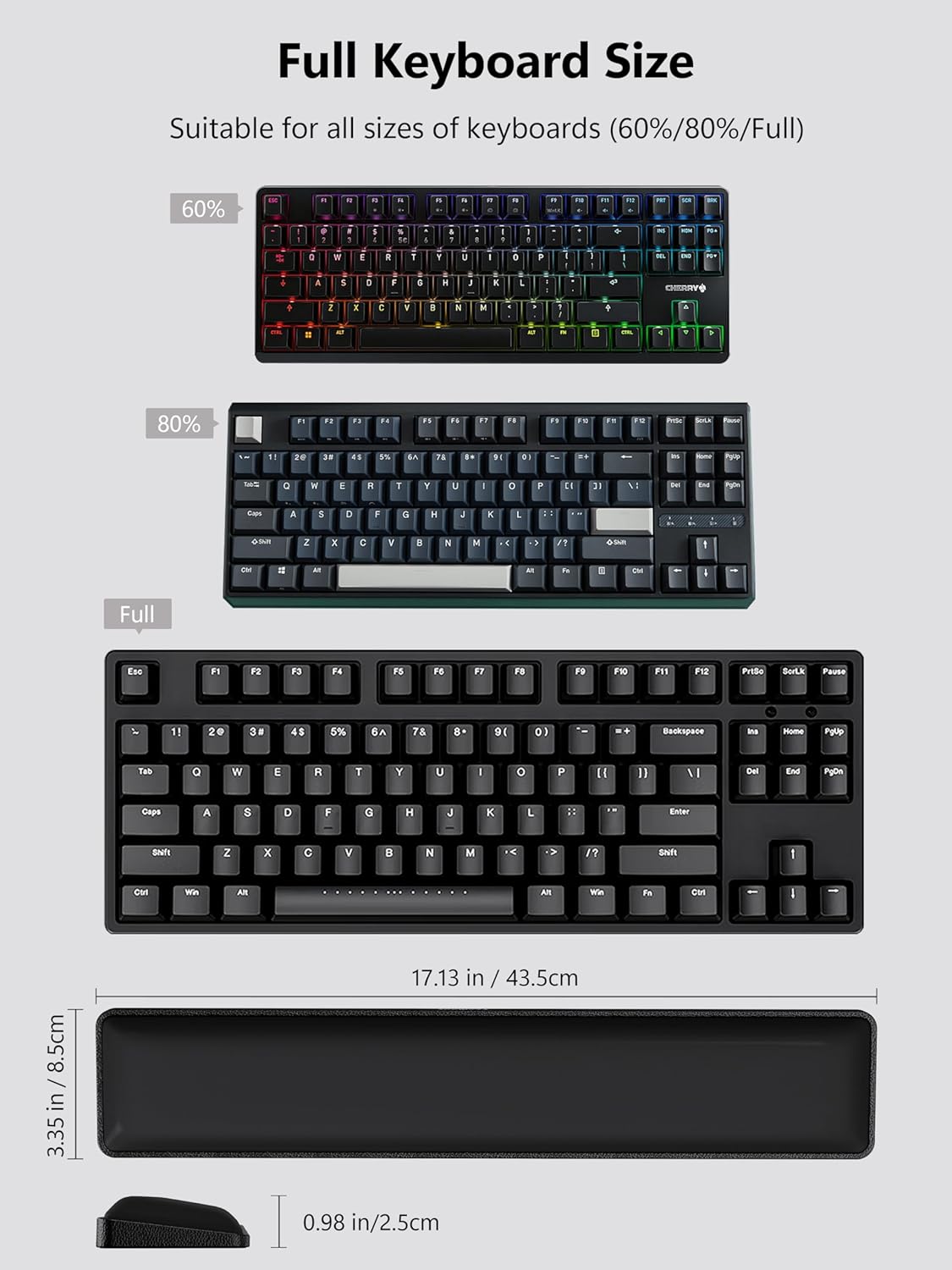 TopMade Keyboard Wrist Rest, Cooling Gel & Upgrade Soft Memory Foam Design Wrist Support for Keyboard, Full-Size Keyboard Hand Rest Pad, Ergonomic Palm Rest for for Long Hours of Work, Gaming, Black