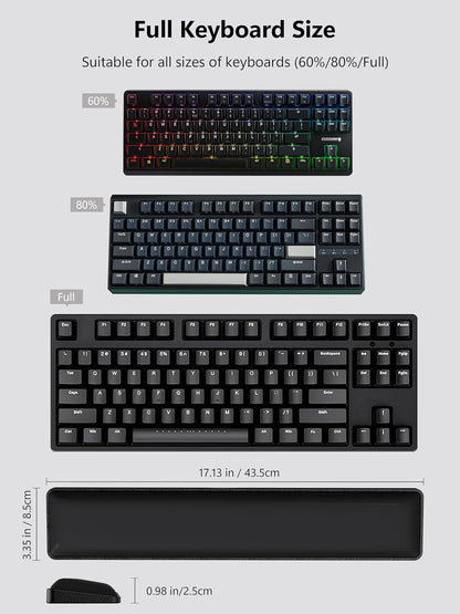 TopMade Keyboard Wrist Rest, Cooling Gel & Upgrade Soft Memory Foam Design Wrist Support for Keyboard, Full-Size Keyboard Hand Rest Pad, Ergonomic Palm Rest for for Long Hours of Work, Gaming, Black