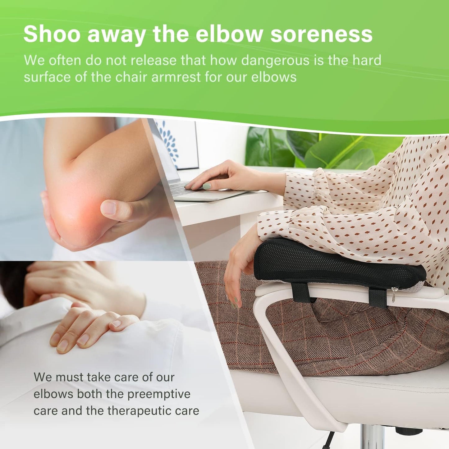 LargeLeaf Chair Ergonomic Armrest Pads Elbow Pillow Pressure Relief Office Chair Gaming Chair armrest with Memory Foam armrest Pads 2-Piece Set of Chair (Black_Velvet)