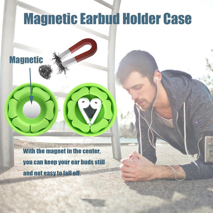 MAIRUI Wired Earbud Case Earphone Headphone Cord Organizer Earbuds Wrap Soft Silicone Magnetic Holder Storage Tangle Free Cable Winder(Red)