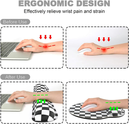 Ergonomic Mouse Pad with Wrist Rest and Keyboard Wrist Rest, Memory Foam Wrist Rest for Computer Keyboard, Easy Typing, Pain Relief, Mouse Pad Wrist Support for Gaming,Office, Laptop, Black Flower