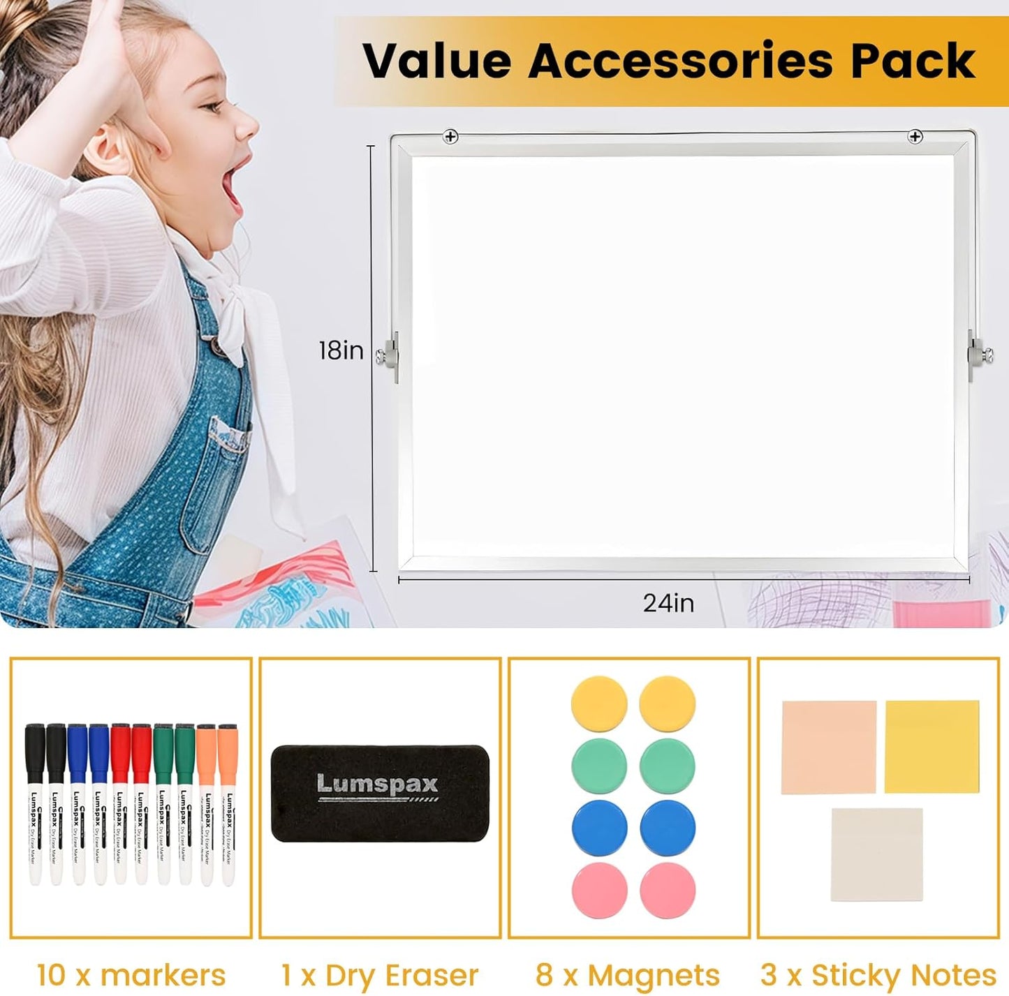 Desktop Whiteboard with Stand, 16" x 12" Double-Sided Dry Erase Board with Stand, Portable Stand White Board for Office, Home, School